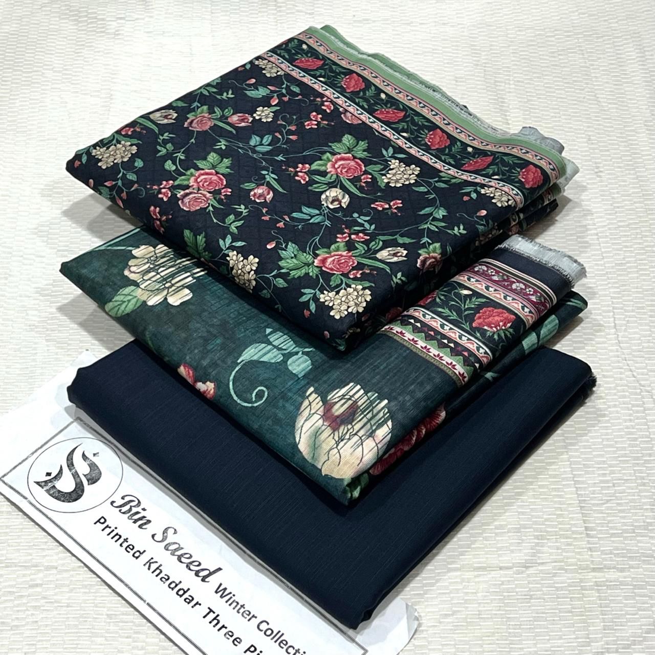 Bin Saeed Khaddar Printed Unstitched 3Piece D-031