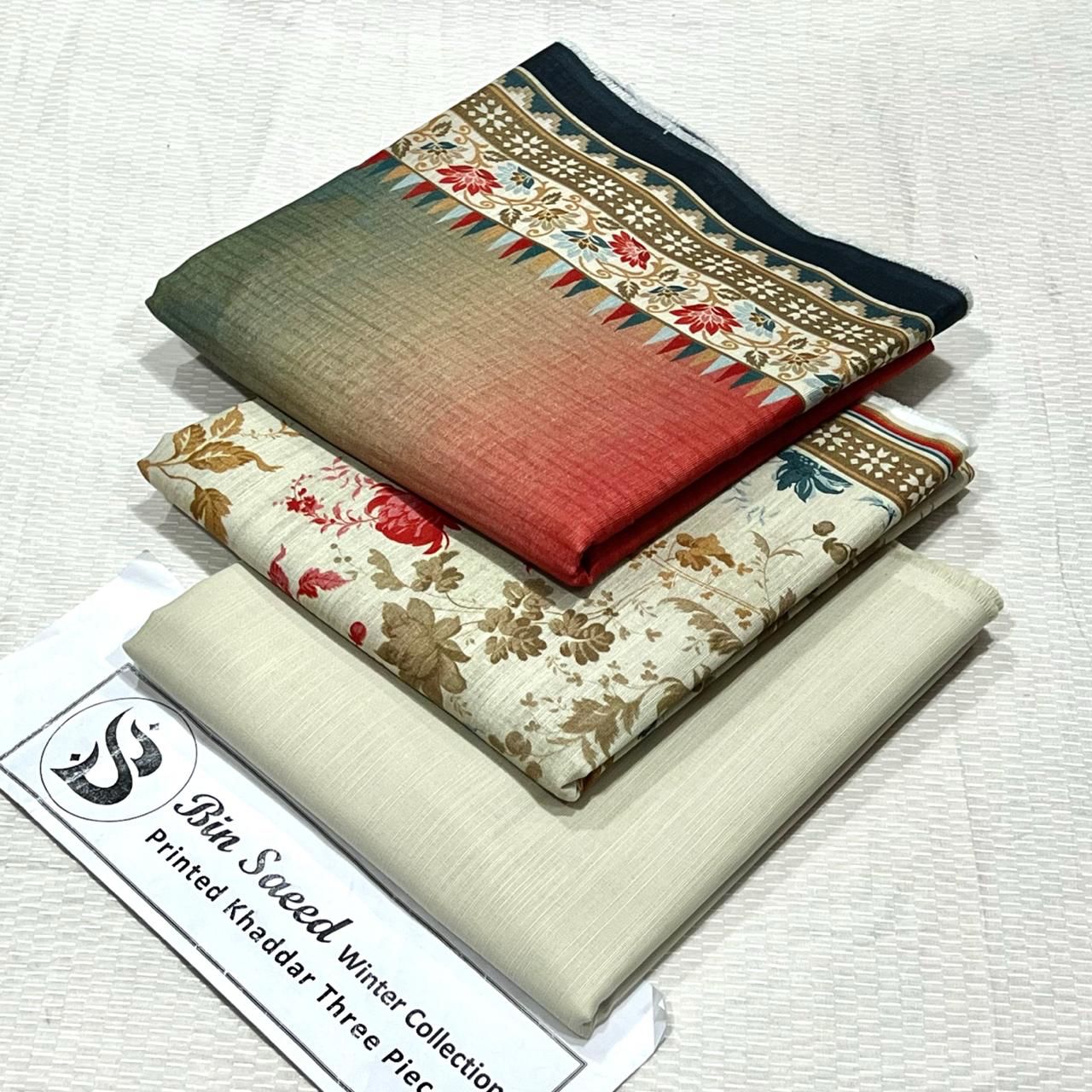 Bin Saeed Khaddar Printed Unstitched 3Piece D-033