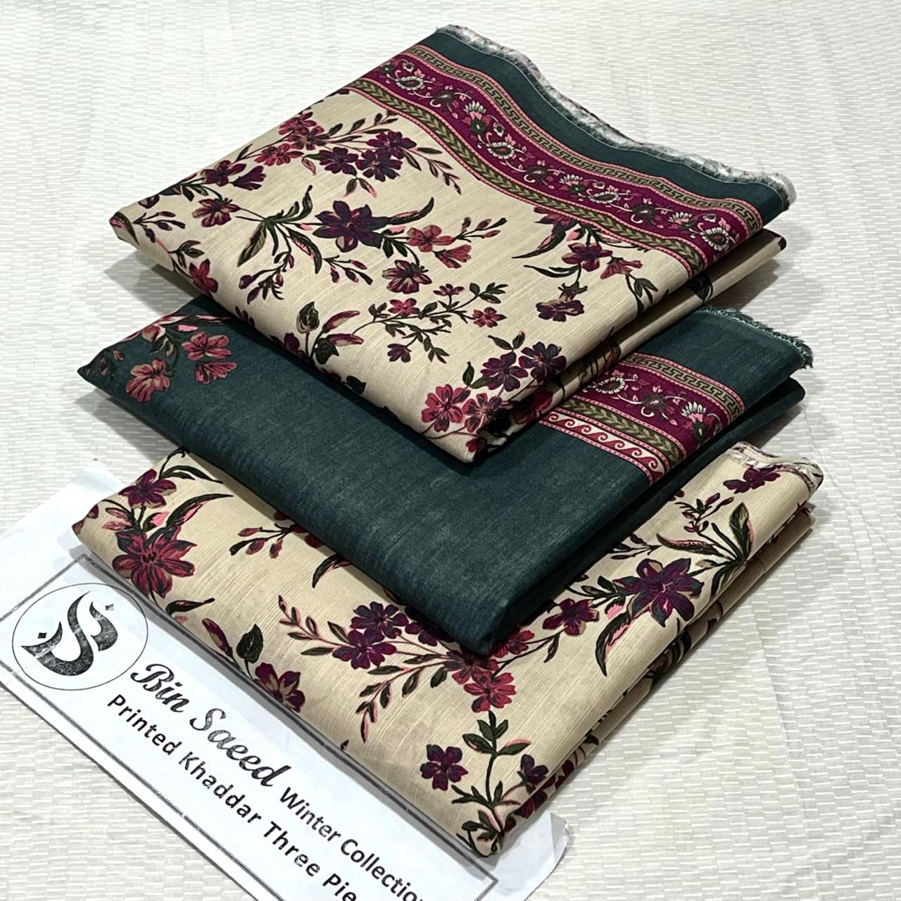 Bin Saeed Khaddar Printed Unstitched 3Piece D-035