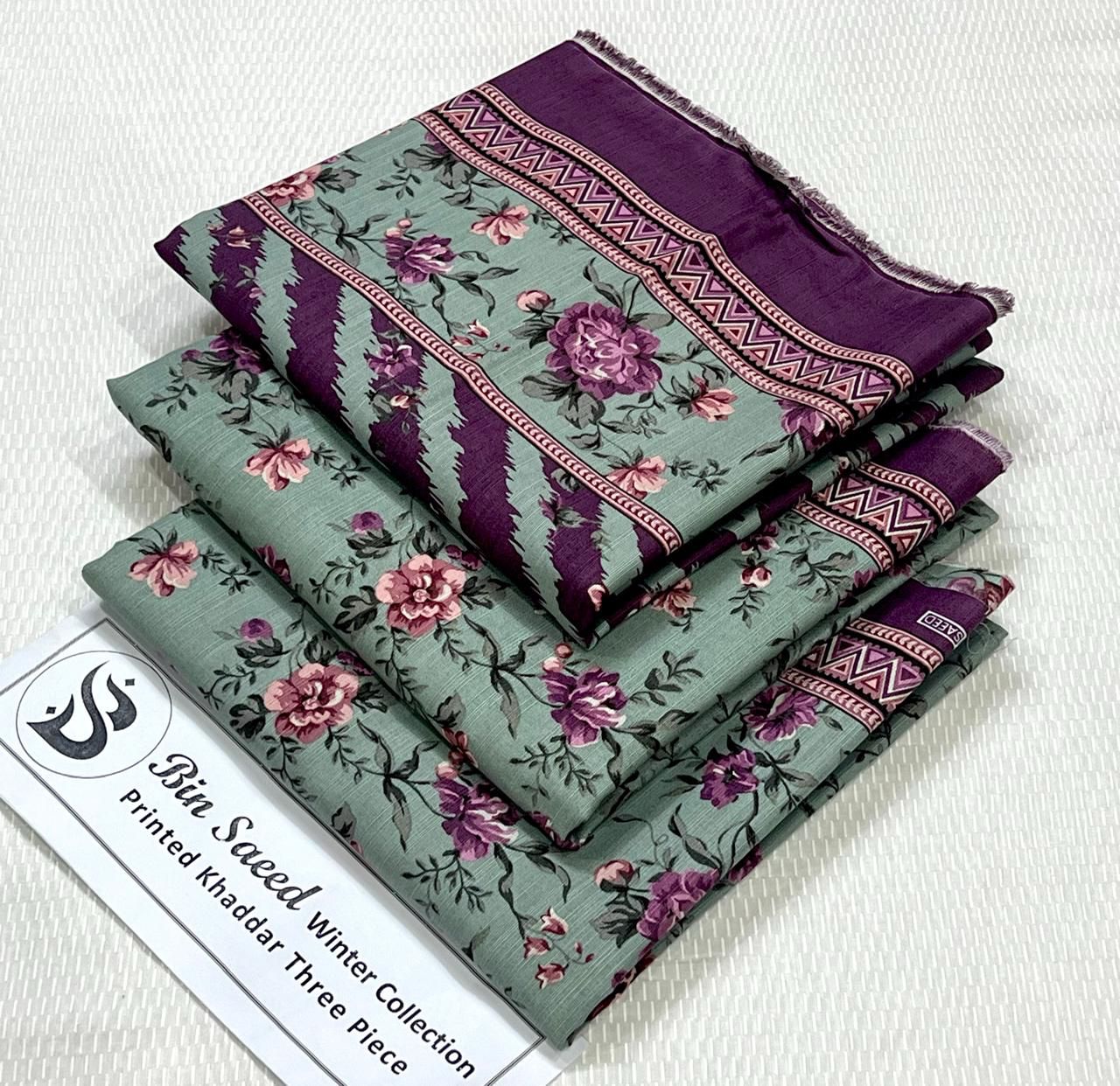Bin Saeed Khaddar Printed Unstitched 3Piece D-038