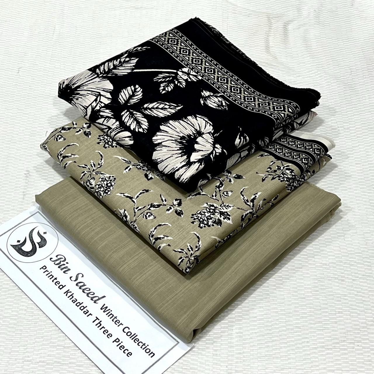 Bin Saeed Khaddar Printed Unstitched 3Piece D-040