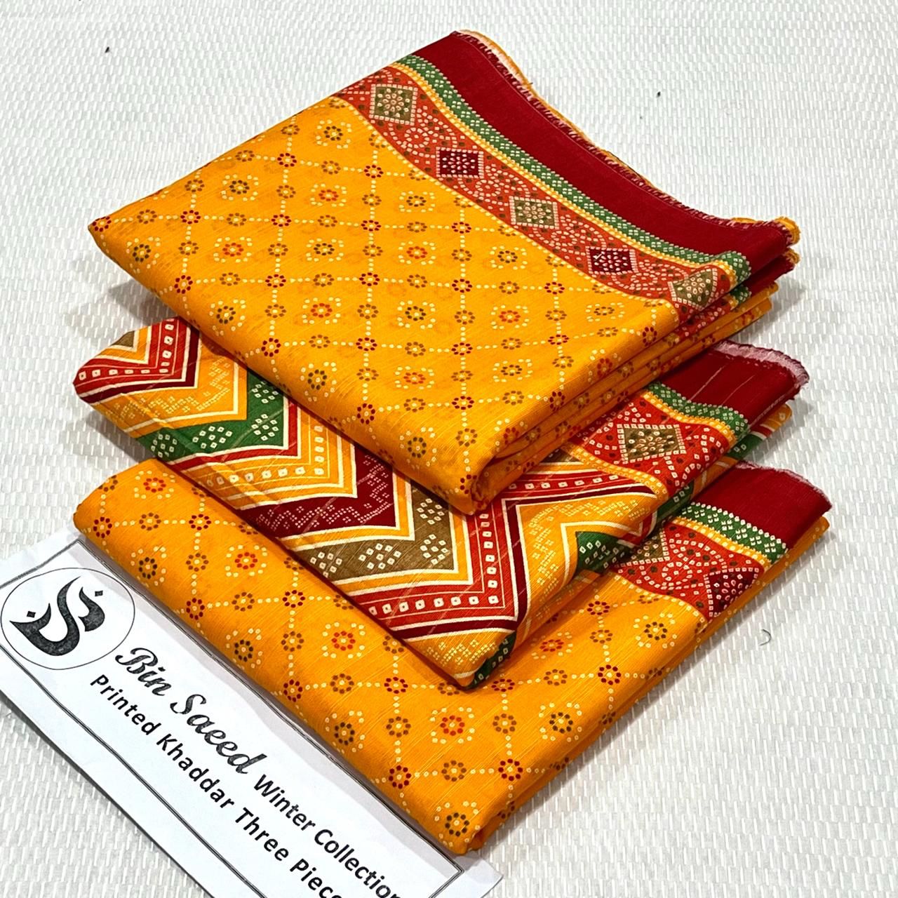 Bin Saeed Khaddar Printed Unstitched 3Piece D-041