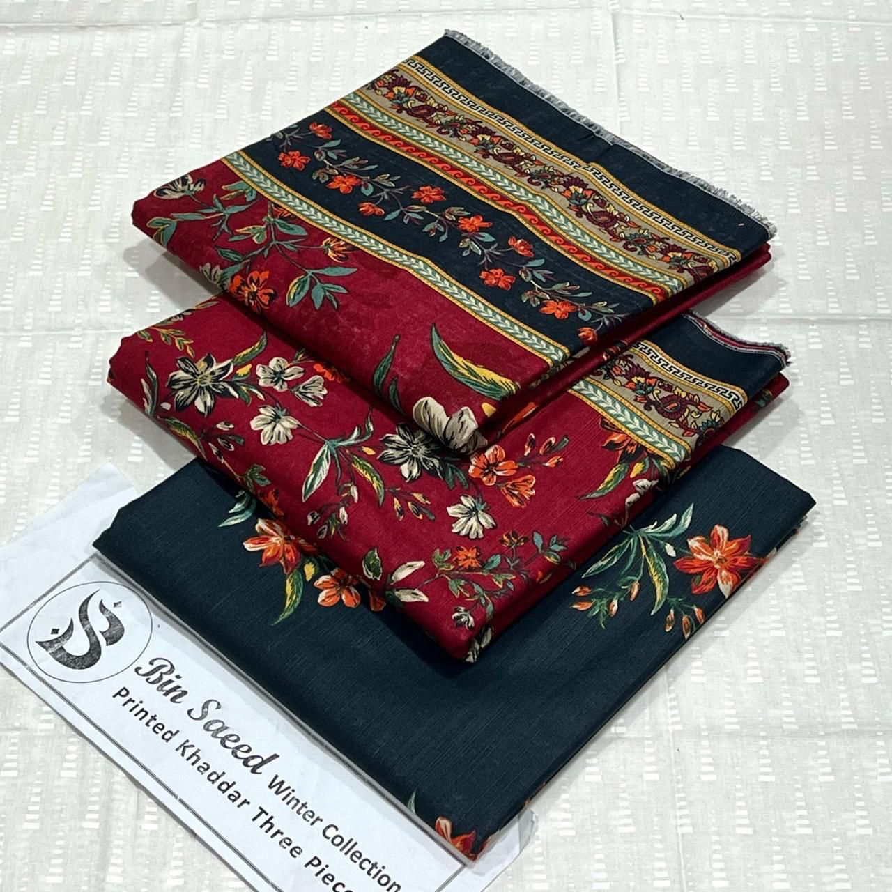 Bin Saeed Khaddar Printed Unstitched 3Piece D-044