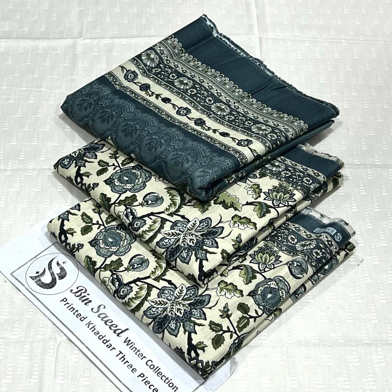 Bin Saeed Khaddar Printed Unstitched 3Piece D-045