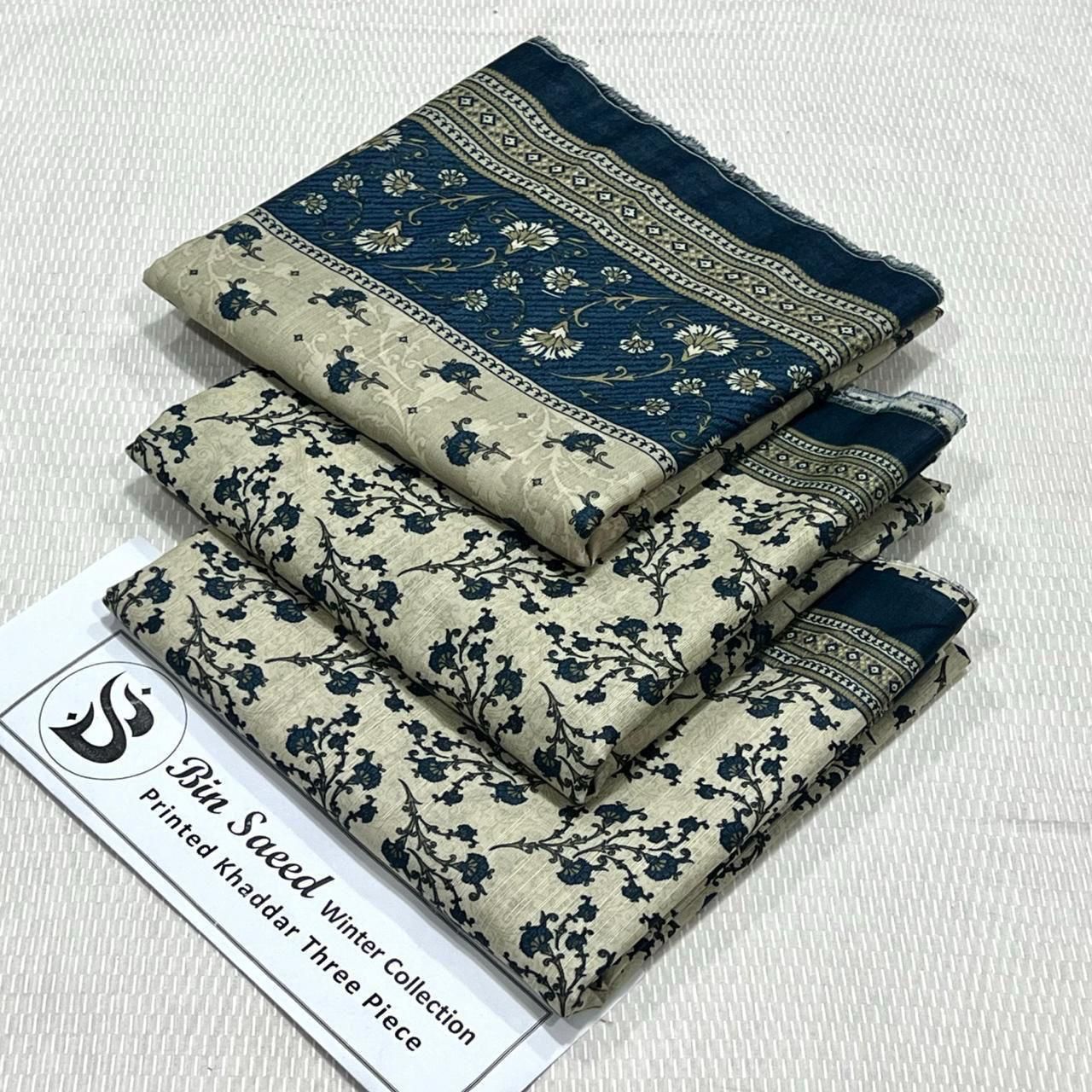 Bin Saeed Khaddar Printed Unstitched 3Piece D-048