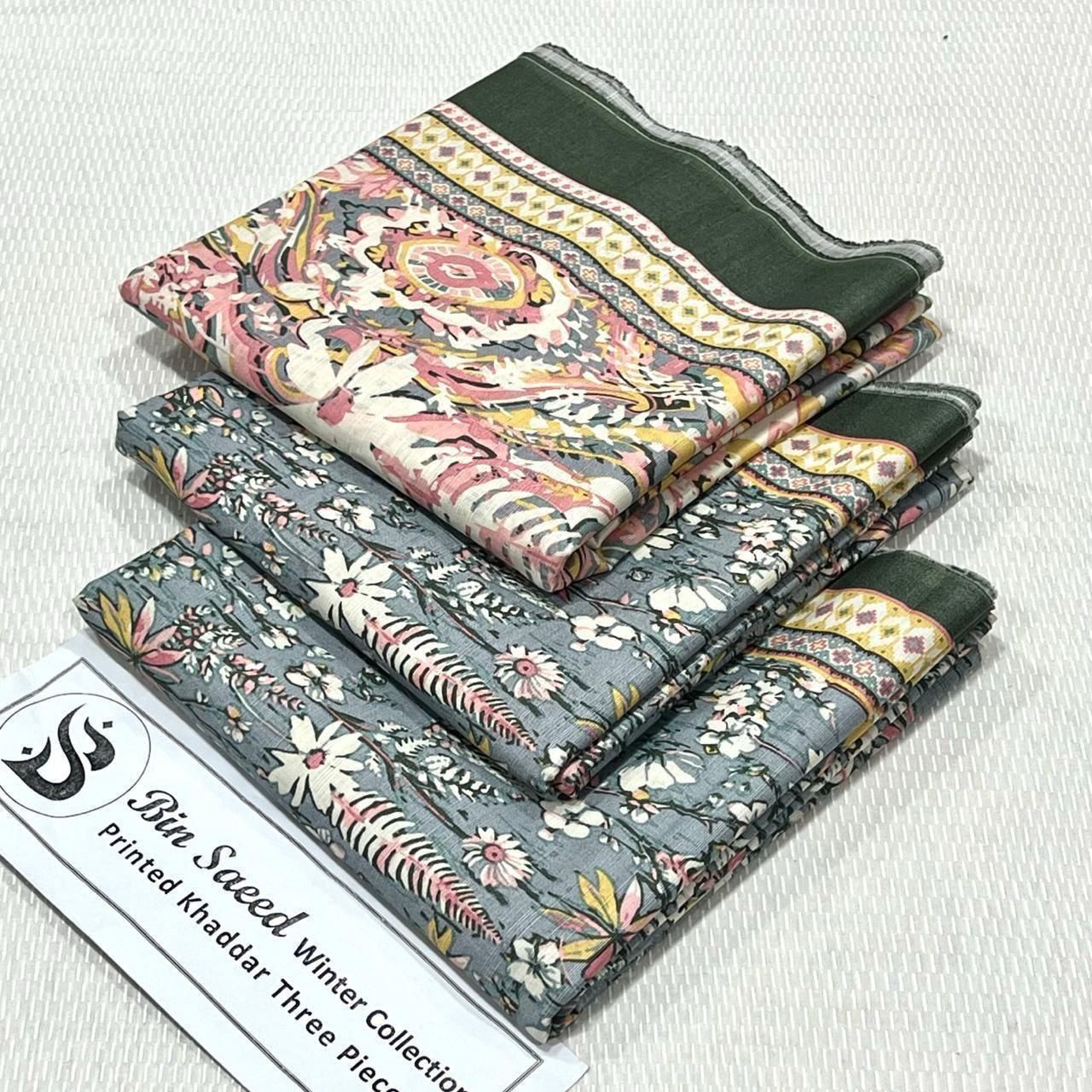 Bin Saeed Khaddar Printed Unstitched 3Piece D-049