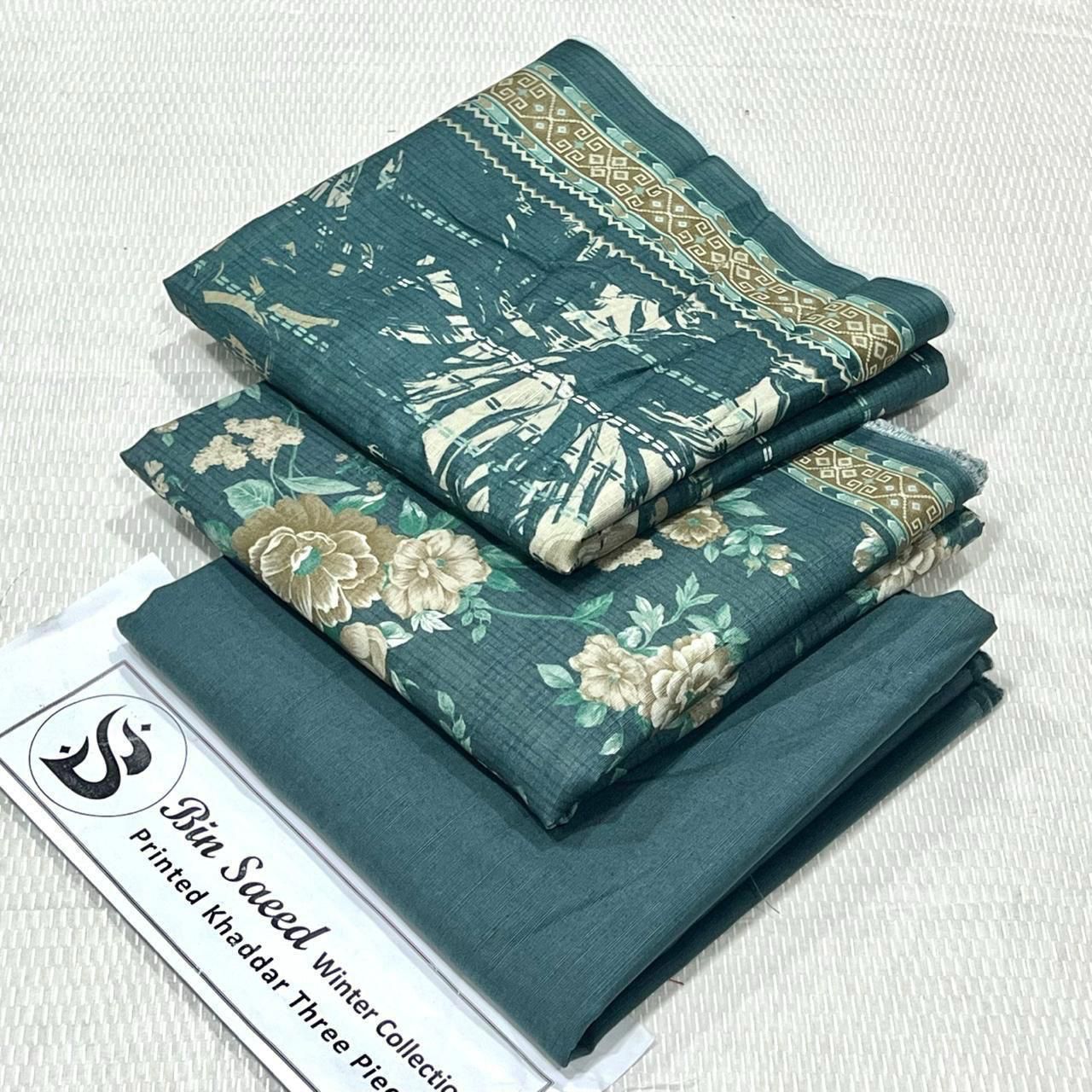 Bin Saeed Khaddar Printed Unstitched 3Piece D-050