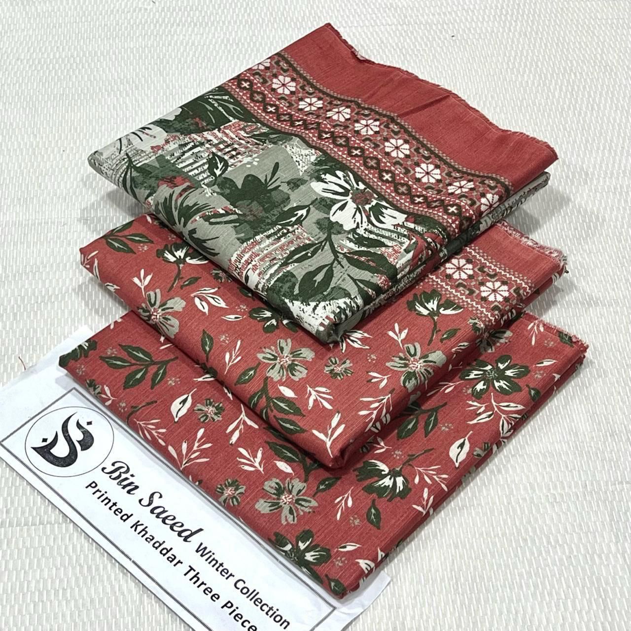 Bin Saeed Khaddar Printed Unstitched 3Piece D-051