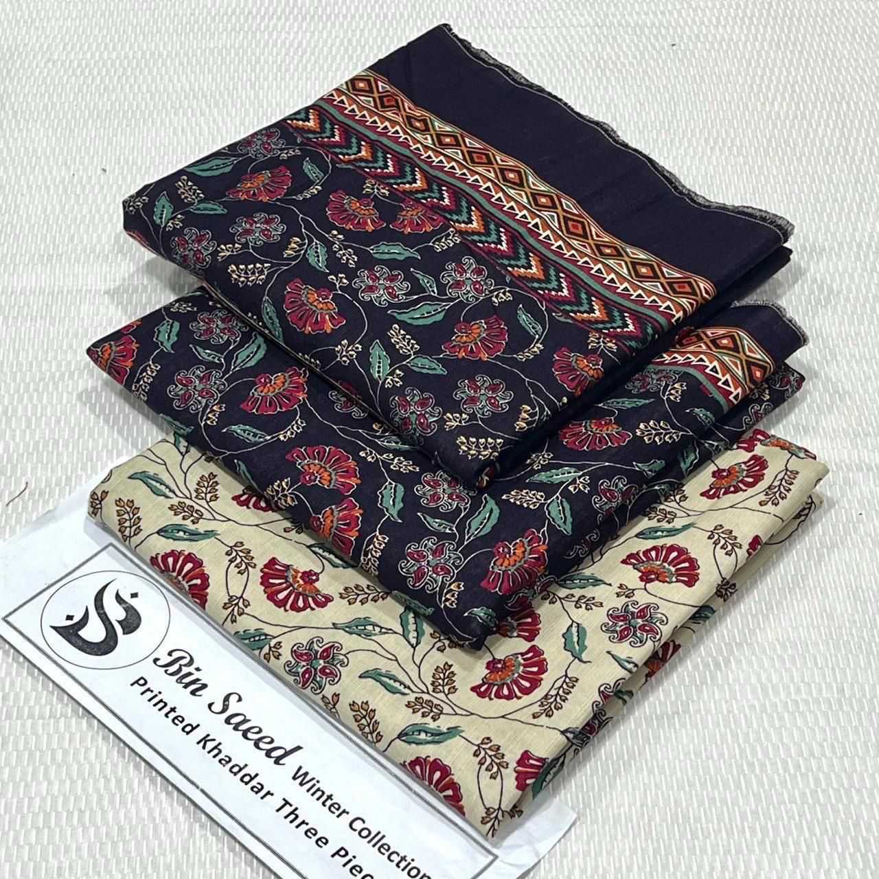 Bin Saeed Khaddar Printed Unstitched 3Piece D-056