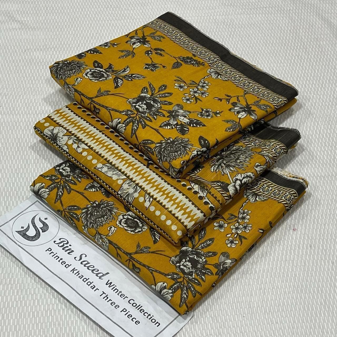 Bin Saeed Khaddar Printed Unstitched 3Piece D-057