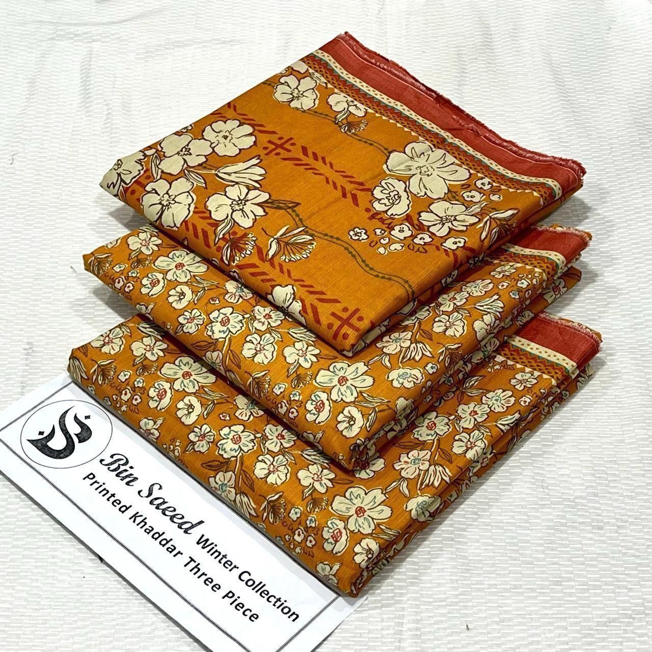 Bin Saeed Khaddar Printed Unstitched 3Piece D-058