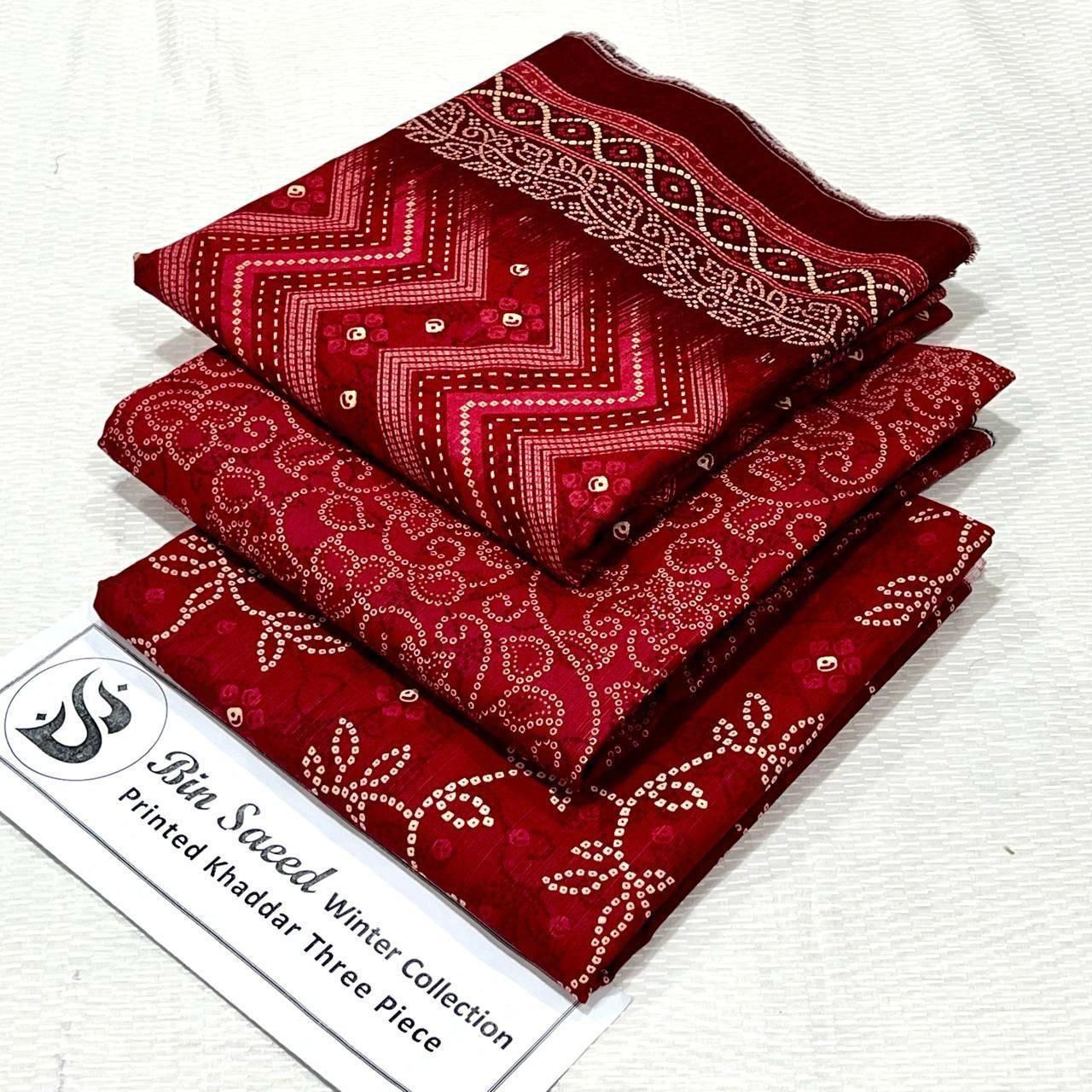 Bin Saeed Khaddar Printed Unstitched 3Piece D-059