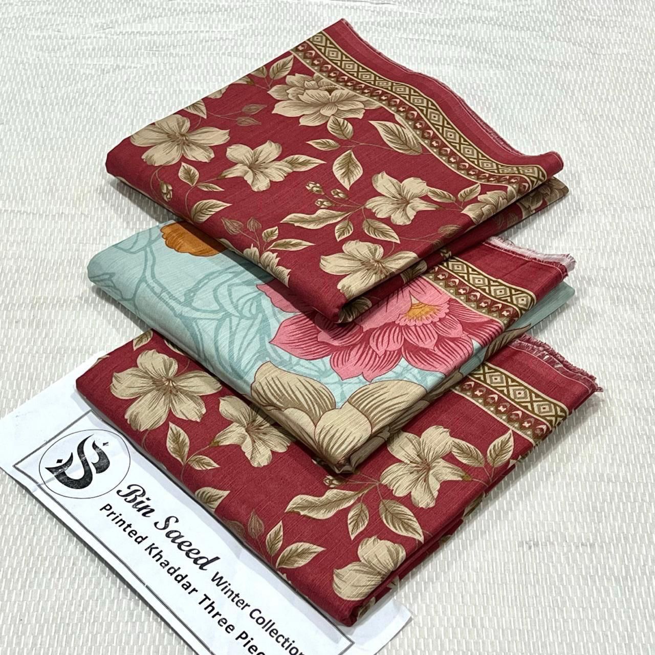 Bin Saeed Khaddar Printed Unstitched 3Piece D-064